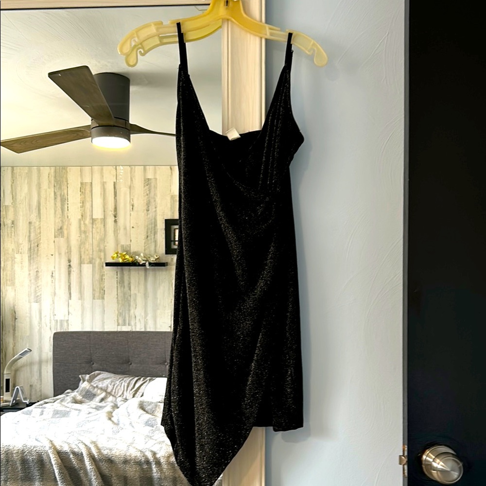 Black Asymmetrical Slip Dress for Cocktail. Worn only once. Perfect condition.